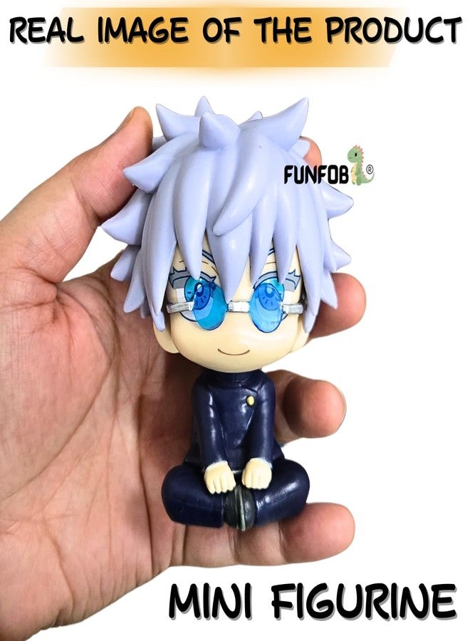 FUNFOB Jujutsu Kaisen Gojo Action Figure Collectible for Anime Fans PVC Multicolour | Gojo Glare Sitting Chubby A - Image 2